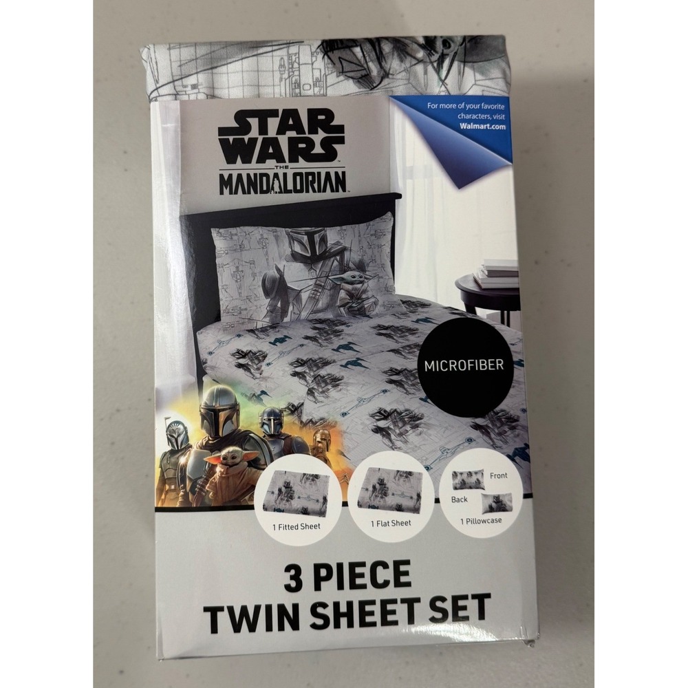 Disney Star Wars The Mandalorian Twin Sheet Set 3pc Grogu Starfighters NEW